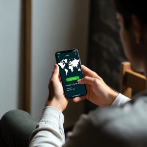 smartphone with a VPN app enabled