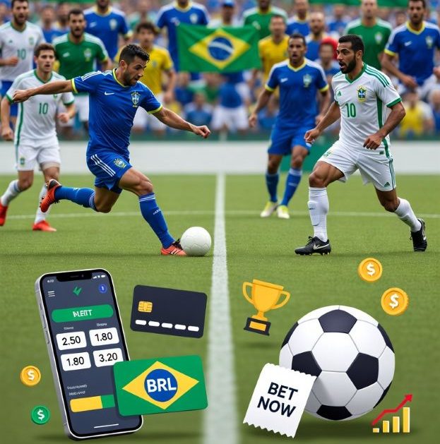 football match with digital betting icons floating